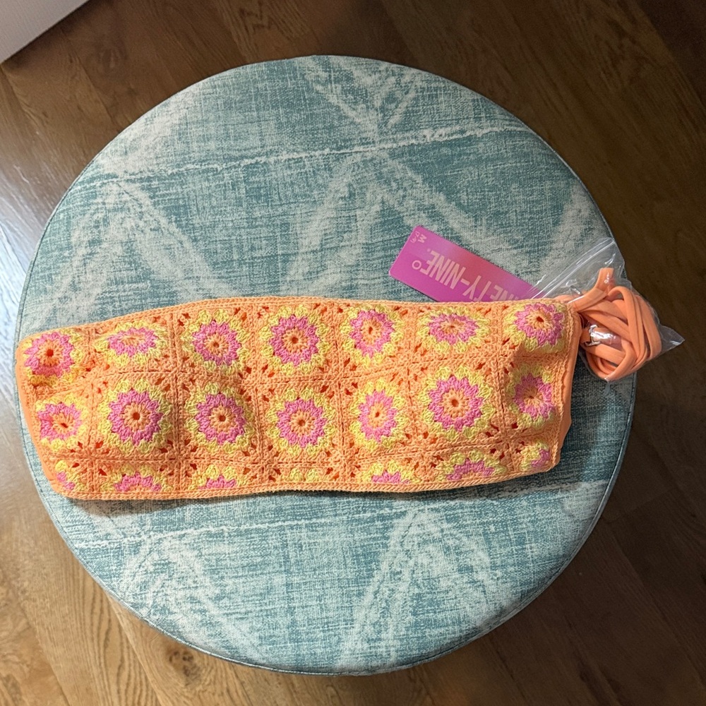 Crochet Floral Bandeau Bikini Top